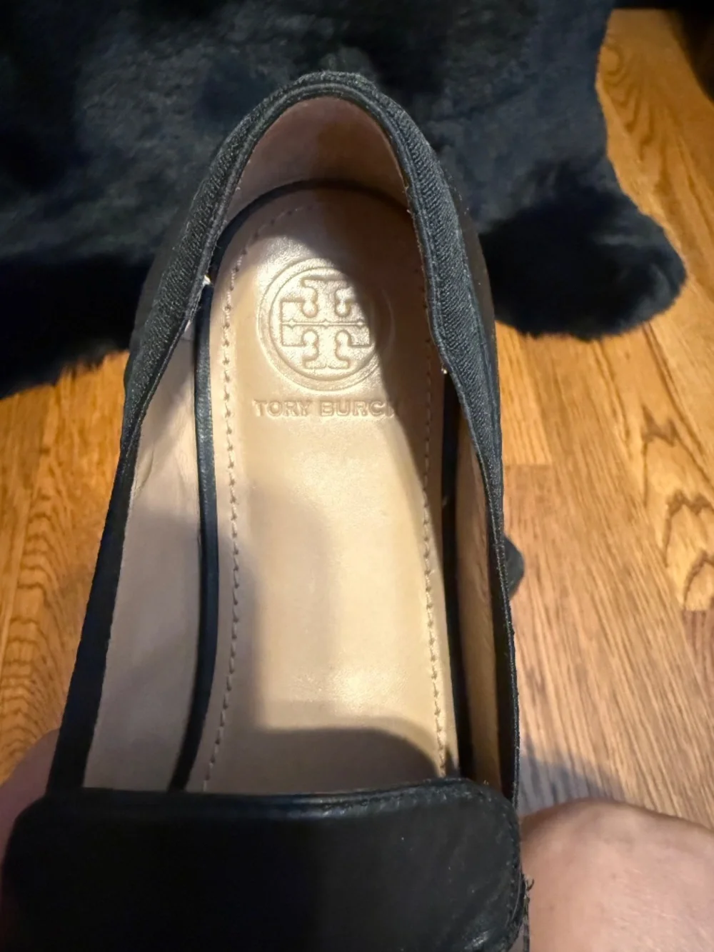Black Tory Burch slip on loafers